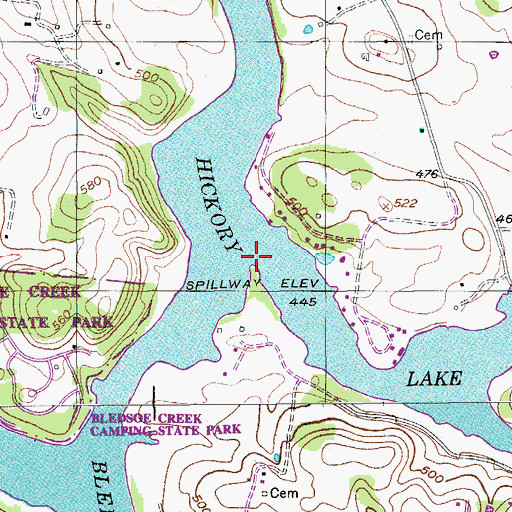 Topographic Map of Bates Branch, TN