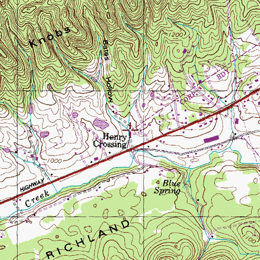 Topographic Map of Bates Hollow, TN