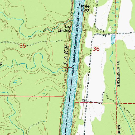 Topographic Map of Tallawyah Creek, AL