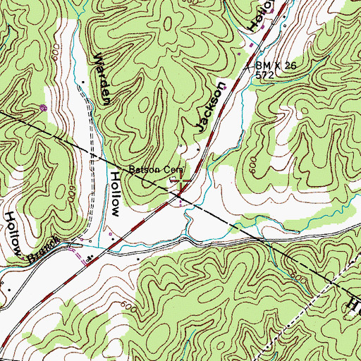 Topographic Map of Batson Cemetery, TN