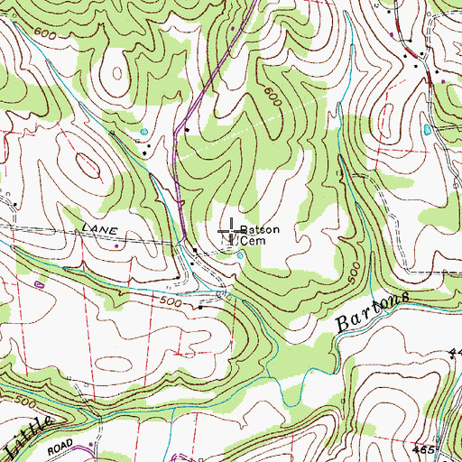 Topographic Map of Batson Cemetery, TN