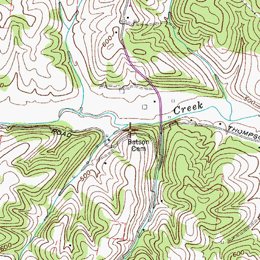 Topographic Map of Batson Cemetery, TN