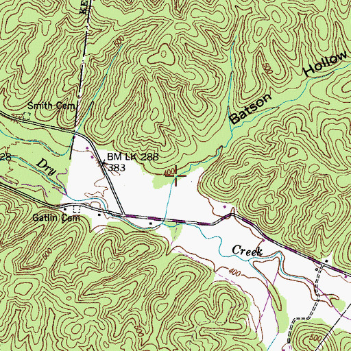 Topographic Map of Batson Hollow, TN