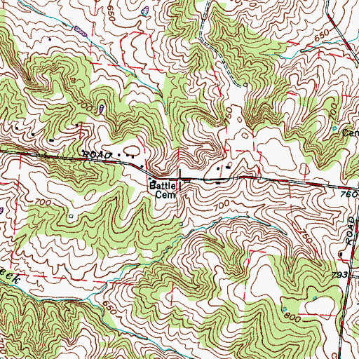 Topographic Map of Battle Cemetery, TN