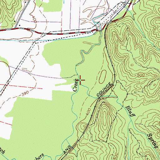 Topographic Map of Battles Branch, TN