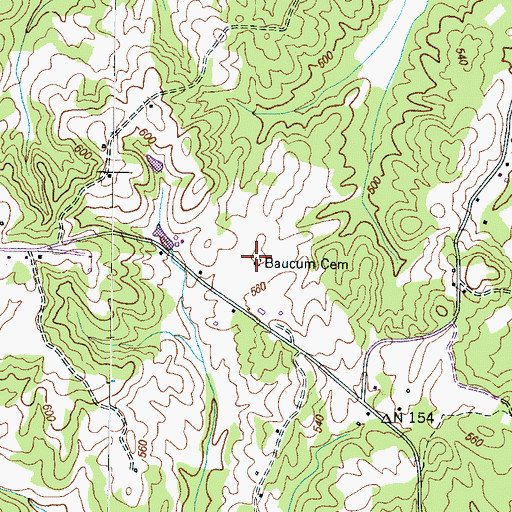 Topographic Map of Baucum Cemetery, TN