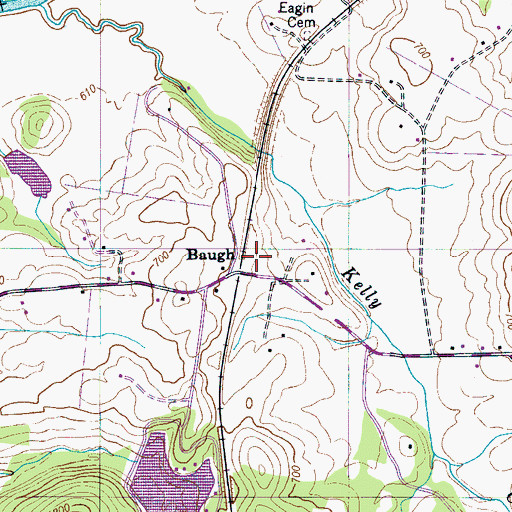 Topographic Map of Baugh, TN