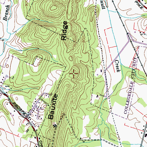 Topographic Map of Bauxite Ridge, TN