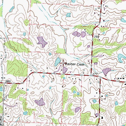 Topographic Map of Baxter Cemetery, TN