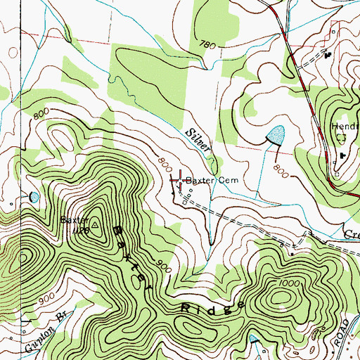 Topographic Map of Baxter Cemetery, TN