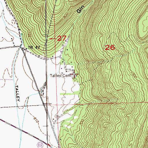 Topographic Map of Talley Cemetery, AL