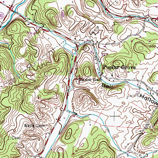 Topographic Map of Baxter Cemetery, TN