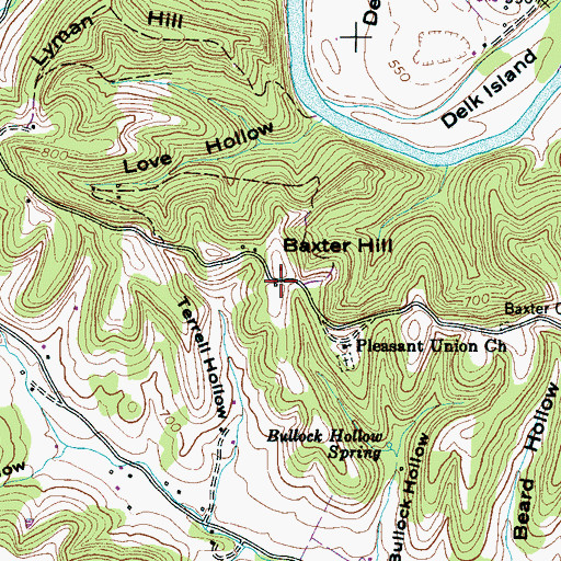 Topographic Map of Baxter Hill, TN