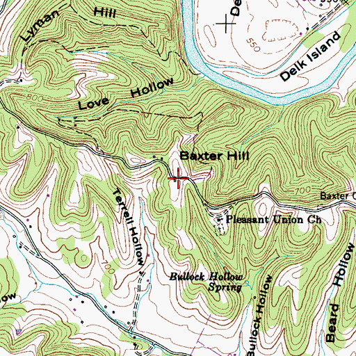 Topographic Map of Baxter Hill, TN