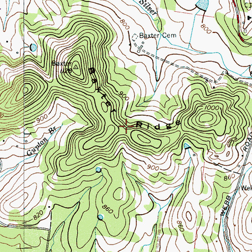 Topographic Map of Baxter Ridge, TN
