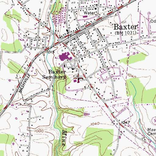Topographic Map of Baxter Seminary, TN
