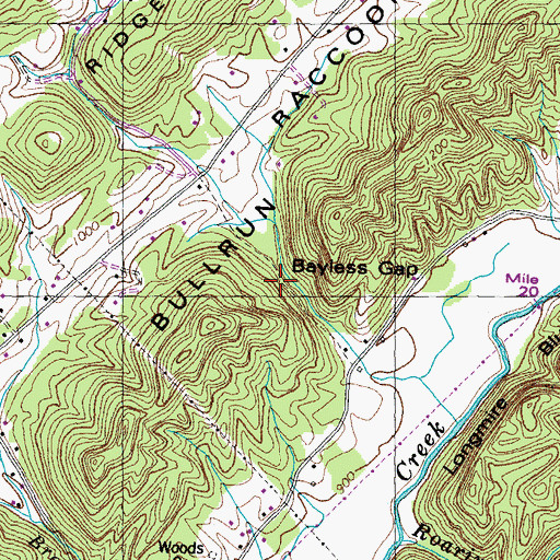Topographic Map of Bayless Gap, TN