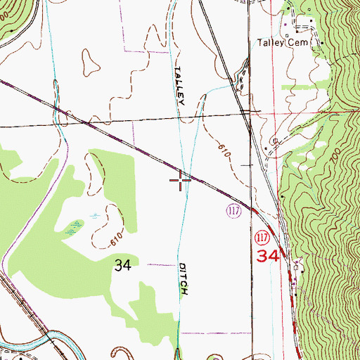 Topographic Map of Talley Ditch, AL