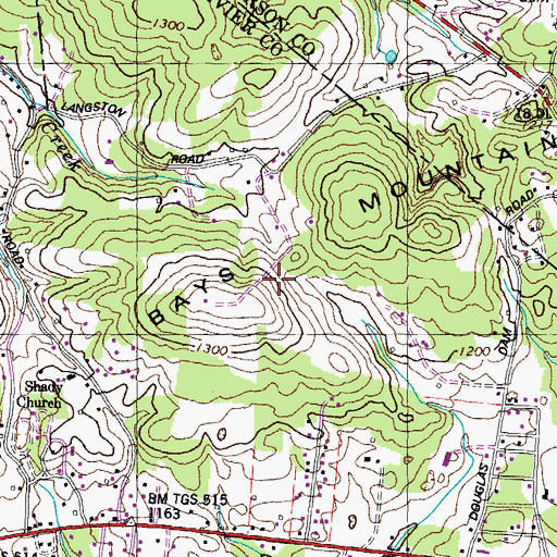 Topographic Map of Bays Mountain, TN