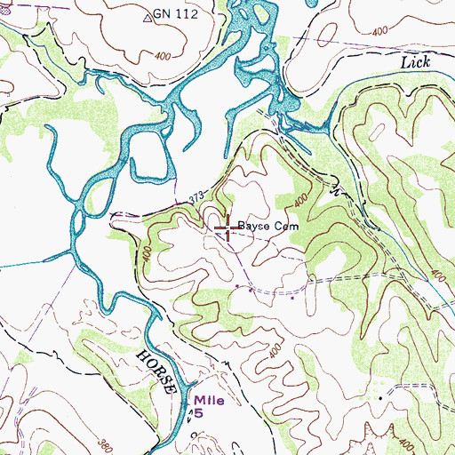 Topographic Map of Bayse Cemetery, TN