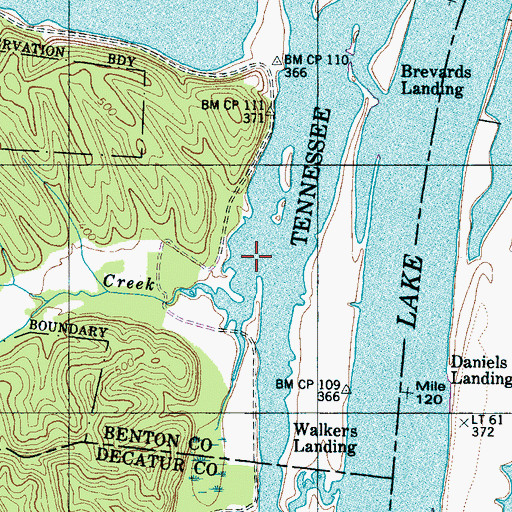 Topographic Map of Beach Creek, TN