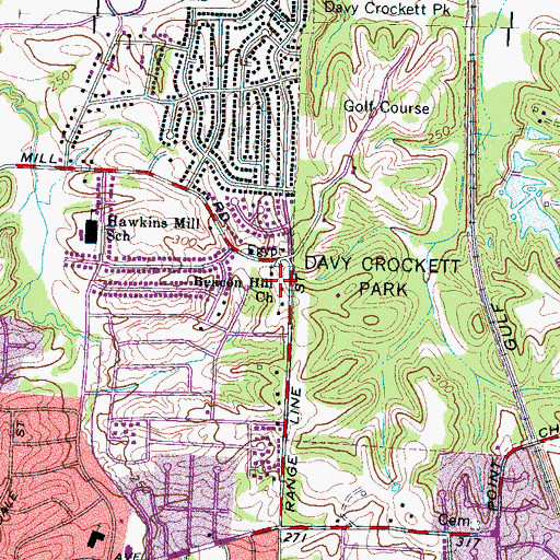 Topographic Map of Beacon Hill Church, TN