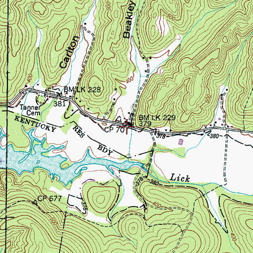 Topographic Map of Beakley Hollow, TN