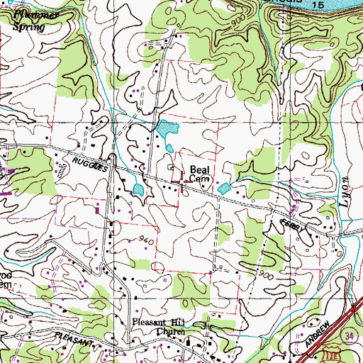 Topographic Map of Beal Cemetery, TN