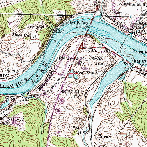 Topographic Map of Beal Pond, TN