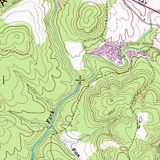 Topographic Map of Beam Creek, TN