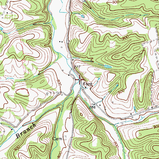 Topographic Map of Bean Branch, TN