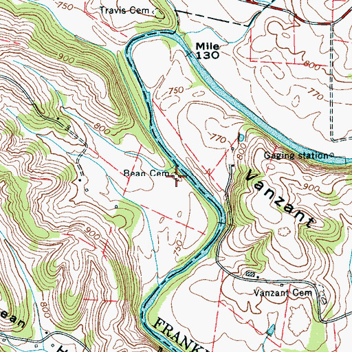 Topographic Map of Bean Cemetery, TN