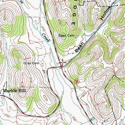 Topographic Map of Bean Hollow, TN