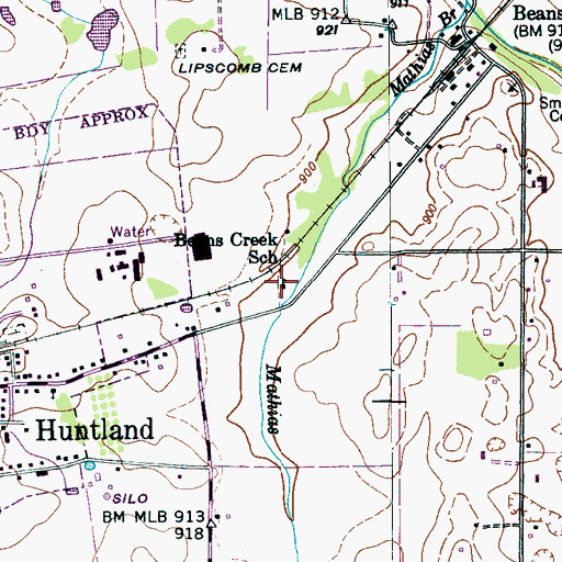 Topographic Map of Beans Creek School, TN