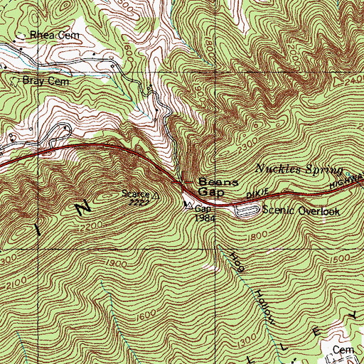 Topographic Map of Thorn Hill Gap, TN