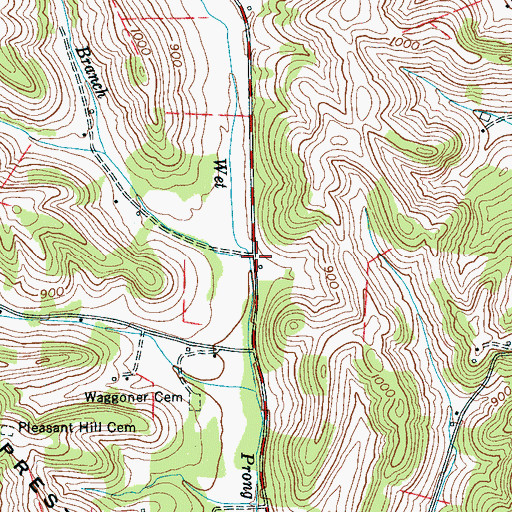 Topographic Map of Bear Branch, TN
