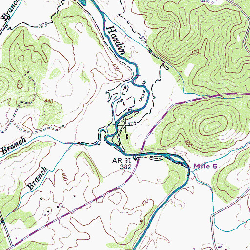 Topographic Map of Bear Branch, TN