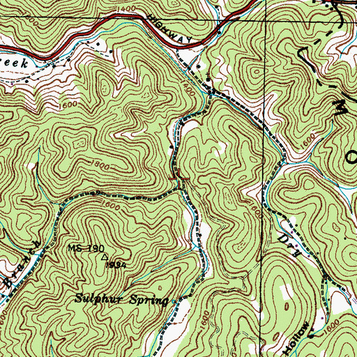Topographic Map of Bear Branch, TN