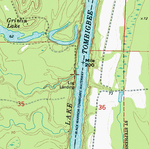 Topographic Map of Tallyhaly Creek, AL