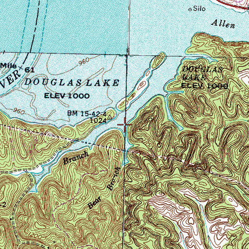 Topographic Map of Bear Branch, TN
