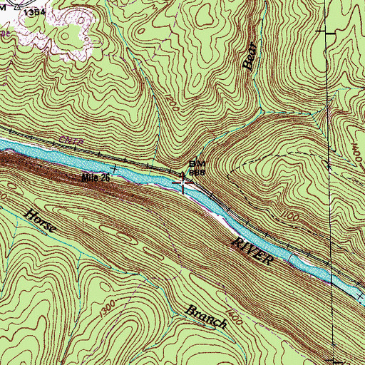Topographic Map of Bear Branch, TN