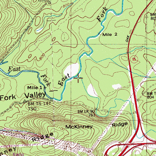 Topographic Map of Bear Creek, TN