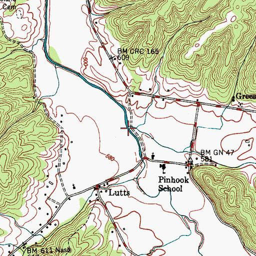 Topographic Map of Bear Creek, TN