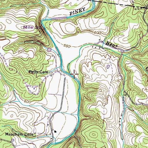 Topographic Map of Bear Creek, TN