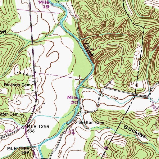 Topographic Map of Bear Creek, TN