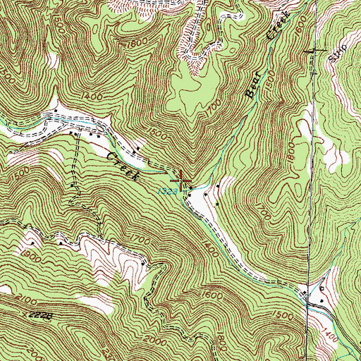 Topographic Map of Bear Creek, TN