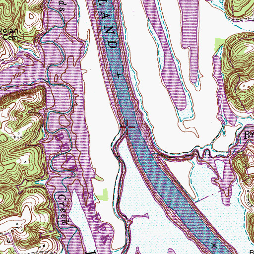 Topographic Map of Bear Creek, TN