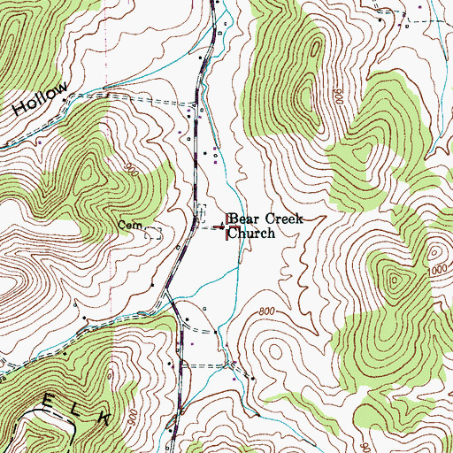 Topographic Map of Bear Creek Church, TN
