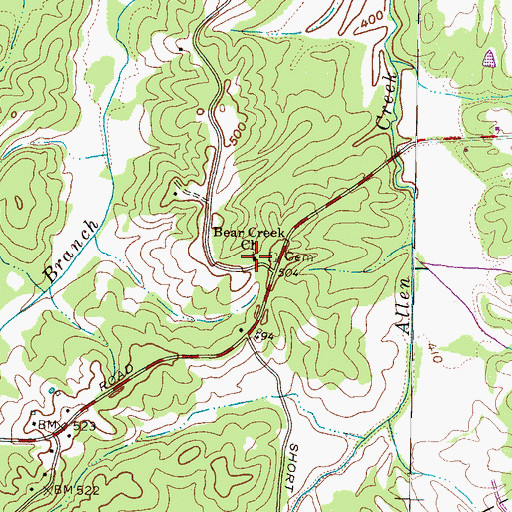 Topographic Map of Bear Creek Church, TN