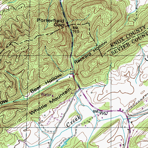 Topographic Map of Bear Hollow, TN